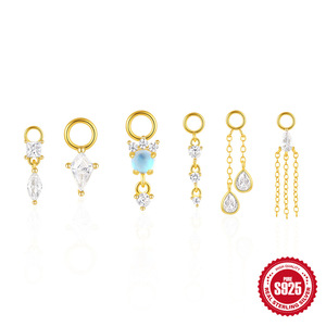 S925 argento Sterling europeo e americano zircone quadrato moda quattro diamanti ciondolo tre <span class=keywords><strong>set</strong></span> di orecchini da donna gioielli - Product Image 5