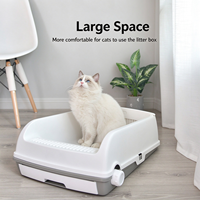 Bac à litière semi-fermé extra large en PP pour chat, avec contrôle des odeurs facile, type tiroir de luxe et pelle à litière