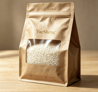 Sachet de riz en kraft enduit de PLA biodégradable avec fenêtre et fermeture éclair, robuste, compostable, écologique, grande capacité, qualité alimentaire, vente en gros