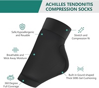 Protège-talons pour tendinite d'Achille, semelles de sport de soutien à compression, coussinets en gel rembourrés pour bursite, douleurs, peaux sèches et gercées, noir