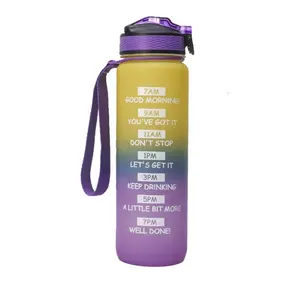 2022 bottiglia di acqua glassata perdita di arresto tazza con marcatore di tempo 1L motivazionale portatile palestra Fitness bottiglia di Sport all'aperto