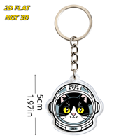 Porte-clés en acrylique chat astronaute mignon GR-64, design casque spatial, anneau et chaîne métalliques durables