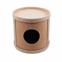 Cama cilíndrica para gatos con textura de corcho natural y apertura redonda, nido alto y acogedor para gatos de interior, diámetro. 395 x 745 mm