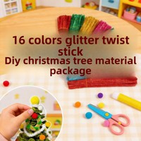 Kit de Bricolage pour Ornements de Bureau en Peluche et Décorations de Sapin de Noël avec Bâtonnets Scintillants, Jouets Éducatifs pour Enfants