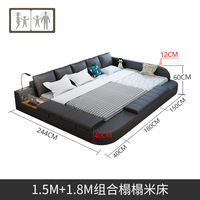 Lit double Queen style américain avec rangement Tatami en cuir moderne Lits pour bébés et enfants Lit King Size multifonction à cadre en bois