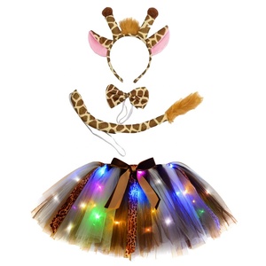 Fiesta de Halloween para niños gato <span class=keywords><strong>jirafa</strong></span> Tigre leopardo Animal fiesta <span class=keywords><strong>disfraz</strong></span> niñas <span class=keywords><strong>jirafa</strong></span> Cosplay baile Led luz ciervo tutú vestido - Product Image 1
