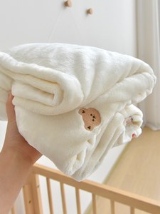 Manta de felpa con bordado de animales para niños, manta polar de estilo coreano de 130x80CM con bordado de oso y conejo, supersuave - Product Image 6