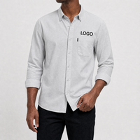 Camisa Oxford Versátil 100% Algodão para Homens, Casual Diária, Branca e Azul, Camisa Masculina de Manga Longa, Atacado B2B, Fabricante Personalizado