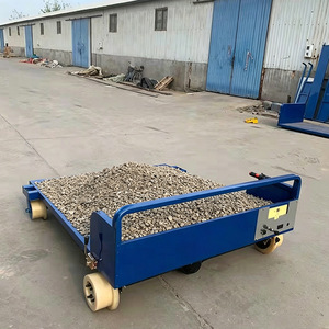 รถเข็นรางไฟฟ้า รับน้ำหนัก 1 ตัน แพลตฟอร์มเหล็กสี่ล้อ สำหรับขนส่งวัสดุอุตสาหกรรม เคลือบสีฝุ่นสีน้ำเงิน - Product Image 4