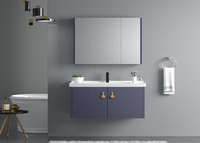 Meubles de salle de bain haut de gamme en contreplaqué PVC de 80 cm avec miroir lumineux et lavabo en céramique pour la maison