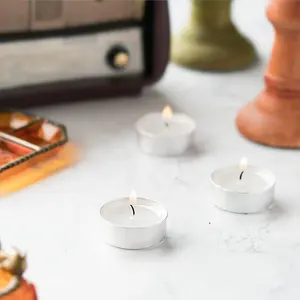 थोक 8 घंटे Unscented सफेद सस्ते मिनी पैराफिन Tealight मोमबत्ती