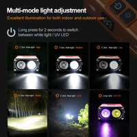 Torcia Ricaricabile USB 1000+ Lm, Impermeabile IP65, in Lega di Alluminio, Lunga Portata, Alta Luminosità, per Pesca e Campeggio, con Luce UV 395