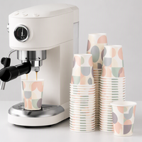 Gobelets en papier jetables à imprimé géométrique, épais, anti-fuite, à paroi simple, pour boissons chaudes et froides, café, pour le bureau, pour l'emballage
