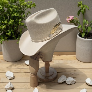 Sombrero Fedora personalizado de lana 100% de alta calidad para hombres, fieltro liso estilo vaquero con ala ancha para deportes, uso Formal, imagen lista para fiestas - Product Image 5