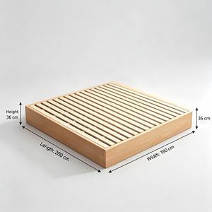 Cama de Plataforma Moderna, Ecológica, Multifuncional, Cómoda y Ahorradora de Espacio, Fabricada con Madera de Caucho Sólido - Product Image 3