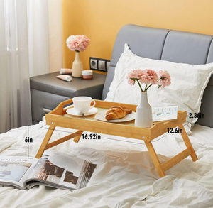 Vente en gros Plateau d'accoudoir en bambou avec support pour ordinateur portable Plateau de lit personnalisé avec pied pliant et plateau en bambou - Product Image 5