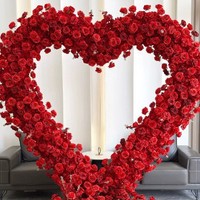 Étagère en forme de cœur, décoration florale pour mariage, support de fleurs pour scène, décoration de cérémonie de demande en mariage, amour rouge