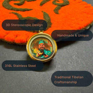 ภาพวาดทังก้าทิเบต 3 มิติ วาดด้วยมือ พร้อมเปลือกไทเทเนียมสตีล เครื่องรางเสริมความมั่งคั่งและความอุดมสมบูรณ์ขนาดเล็ก สำหรับเครื่องประดับและงานฝีมือ DIY - Product Image 2
