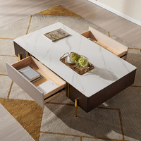 Ensemble table basse doré avec support TV, en verre trempé de luxe, pour salon, or, DW1039
