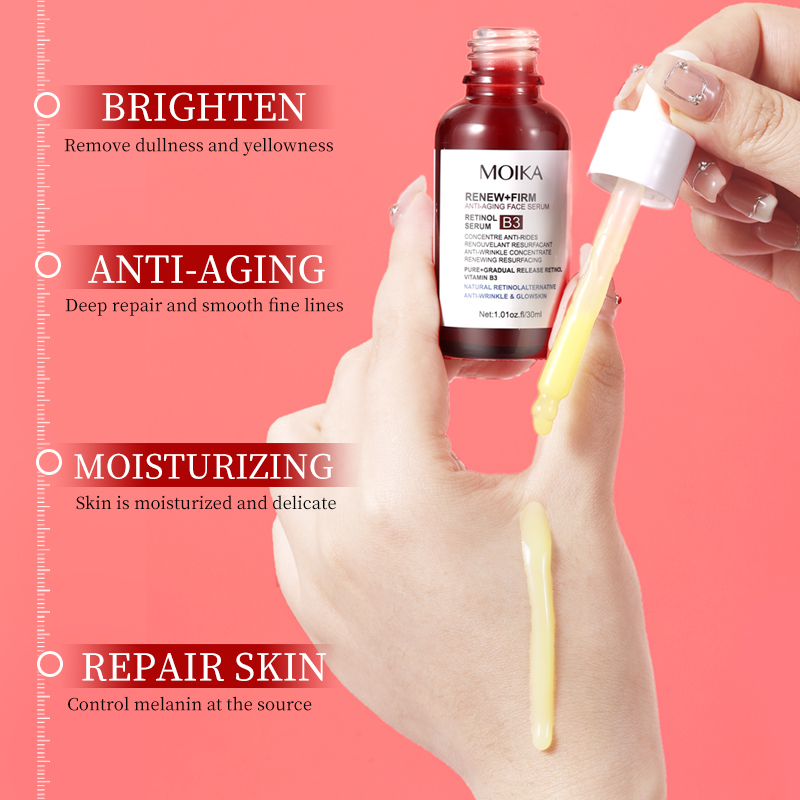 Oem Anti-aging Glutathione Niacinamide Face Serum Wrinkles Dark Spots Moisturizing Vitamin C Retinol B3 Facial Serum