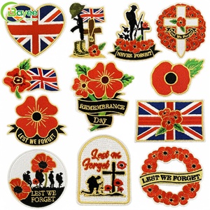 Patch brodé personnalisé en polyester fait main, texture premium, pour le Jour de la Commémoration, thermocollant pour chapeaux - Product Image 1