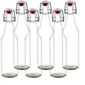 SJB071 750ml 1000ml Classic Unique Easy Flip Lid Clear Drink Beer Wine Water Bottles Glass Swing Top Bottle with Stopper