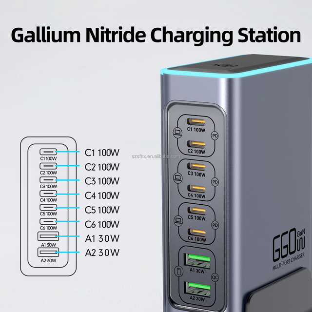 8-Port Ultra-Fast 100W GaN Charger Multi-Port Smart Charging for Desktop Type C Laptop for iPhone Camera  Mobile Phones Holder