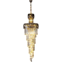 Lustre moderne suspendu pour escalier, grand et luxueux, en spirale, en cristal, pour mariage, hôtel, villa, doré, LED, hauteur réglable