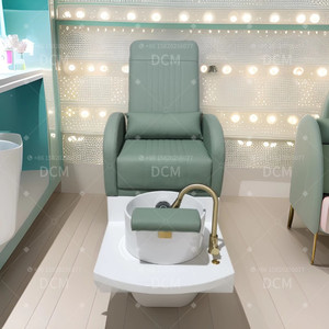 Muebles de salón de uñas Silla de pedicura verde Estación de pedicura y uñas Estación de pedicura portátil con fregadero - Product Image 1