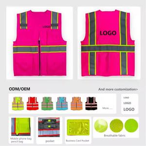 เสื้อกั๊กนิรภัยสะท้อนแสงสีแดงเรืองแสงแบบปรับได้ ผลิตจากโรงงานโดยตรง ปรับแต่งได้ตามต้องการ พร้อมโลโก้สะท้อนแสง - Product Image 5