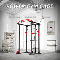 Cage de musculation multifonction avec système de câbles, rack de musculation noir avec barre de traction et station de dips
