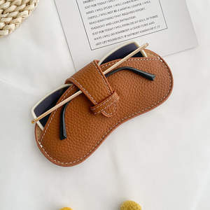 Kantong Kacamata Promosi Kulit Imitasi Sederhana Bergaya, Tas Kacamata Motif Leci Portabel, Tahan Lama, Dapat Digantung - Product Image 4