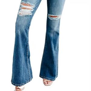 Jeans de Pierna Recta Personalizables OEM, Corte Ajustado, Estilo Vintage, Transpirables, Casuales, de Mezclilla, para Mujer - Product Image 3