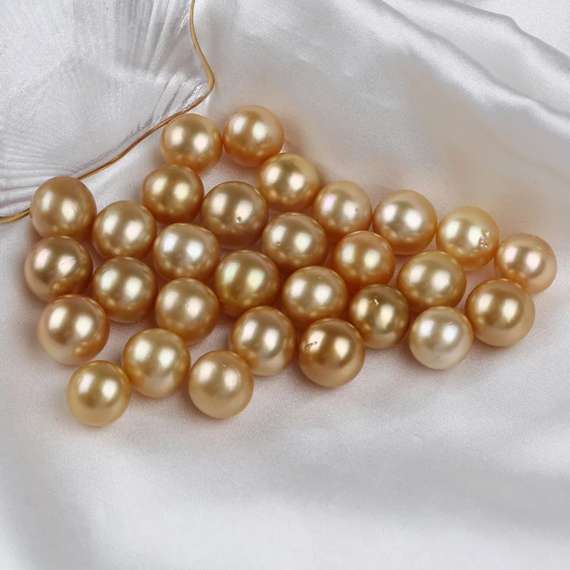 13-14mm Oblate Oval Natural Real Loose Seawater Saltwater South Sea Gold Pearl Beads