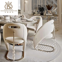 Chaises de salle à manger de luxe BS, chaises en tissu modernes pour table à manger, 6/8 chaises de designer nordique en cuir véritable pour villa et hôtel