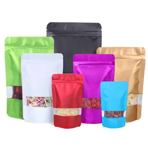 High-quality Clear Window Stand Up Pouch Colorful Mylar Doypack Food Packaging Bag Zipper Aluminum Foil Pouches