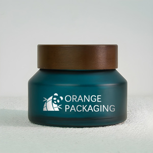<span class=keywords><strong>Pot</strong></span> en verre crème mat vert sarcelle à épaule oblique avec couvercle en bois massif pour emballage de soins de la peau en marque blanche OEM - Product Image 6