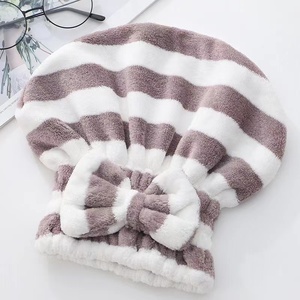 Serviettes de séchage capillaire en <span class=keywords><strong>microfibre</strong></span>, turban de séchage pour <span class=keywords><strong>cheveux</strong></span>, bonnet de séchage à nœud, enveloppe douce en polaire corail pour la salle de bain, le spa et l'hôtel - Product Image 2