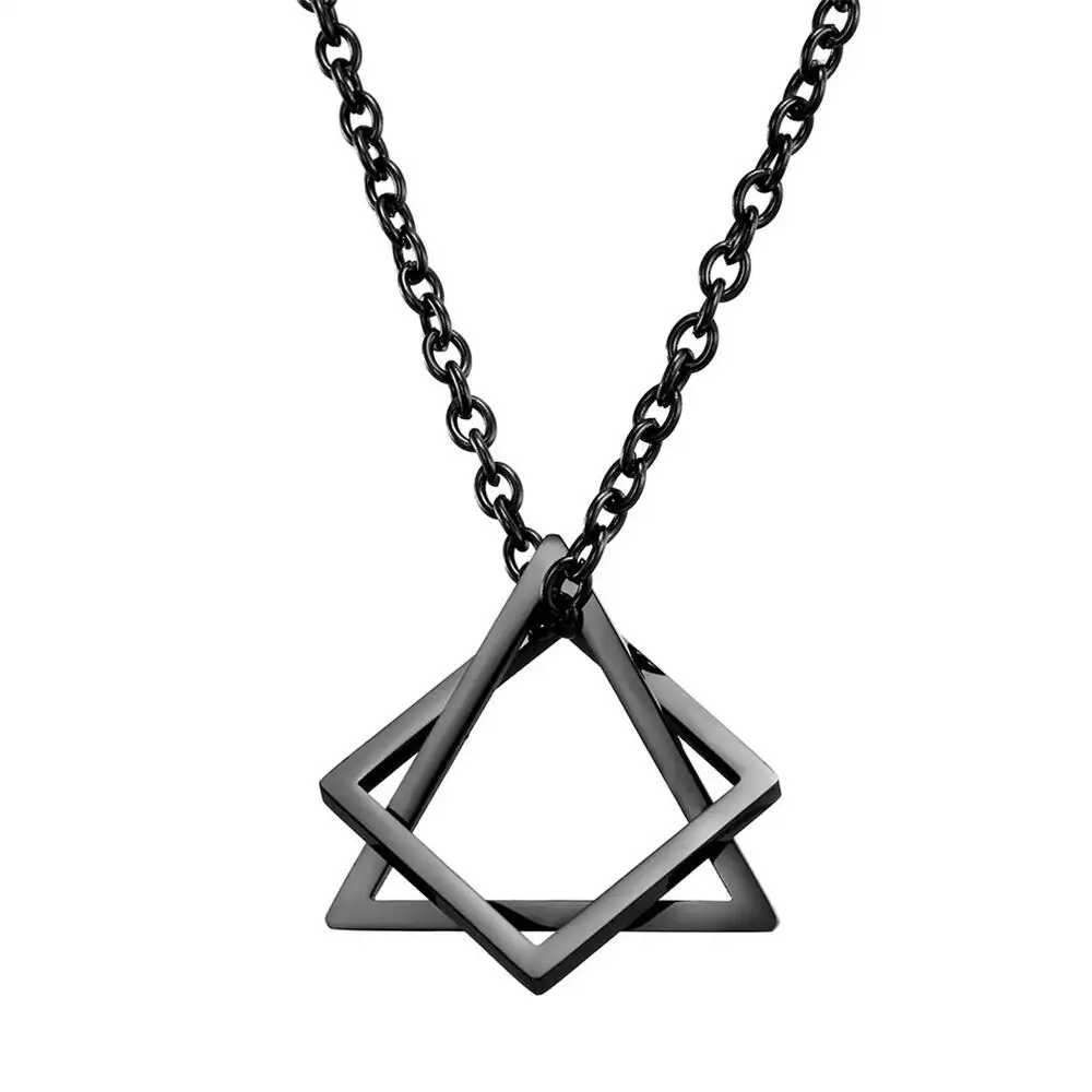 Stainless Steel Geometric Triangle Square Necklace Detachable Combination Couple Necklace