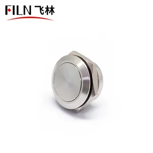 FILN New Designed 19mm short body size tact push button switch 304 stainless steel 1NO two pins without led push button switches