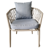 Fauteuil tressé en corde de qualité commerciale pour l'extérieur, mobilier de salle à manger pour projets hôteliers, complexes balnéaires, cafés au bord de la piscine, villas résidentielles