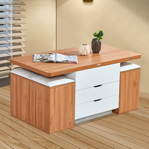 Table à café/salle à manger extensible pliable multifonction moderne personnalisée avec 4 tabourets en verre trempé pour ensembles de meubles de maison - Product Image 2