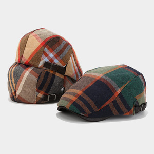 Venta al por mayor de gorra plana de algodón con logotipo personalizado para hombre Newsboy caza a cuadros hiedra sombreros personalizados hiedra sombreros - Product Image 3