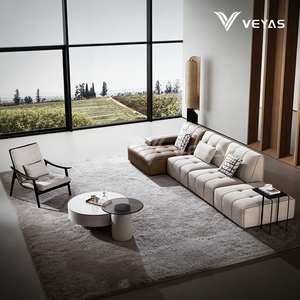 Sofá Seccional en Forma de L de Tres Plazas, Reclinable, de Tela, Estilo Moderno, Diseño Escandinavo, para Uso en Villas, Marca Foshan Veyas - Product Image 3