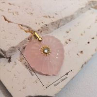 Pendentif en forme de grand cœur et d'hexagramme sculpté dans la pierre naturelle, incrusté de zircon, avec fermoir en fer, accessoire de collier DIY