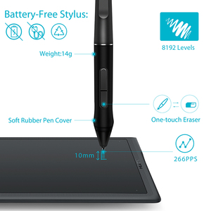 HUION INSPIROY 266PPS 8192 Livelli di 8 tasti di scelta rapida Della Batteria di Trasporto digitale di arte della penna disegno di Animazione tocco di design Tavoletta Grafica - Product Image 4