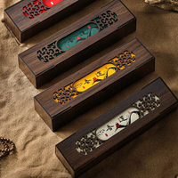 Nouvelle boîte porte-encens en bambou sculpté de style rétro chinois, vide, pour emballage cadeau, pour tubes d'encens, bois de santal et bois d'agar