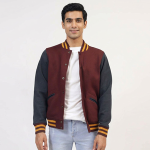 2025 New High Quality Wool Varsity Jacket <b>Men</b> Custom Chenille Embroidery Leather Sleeves Winter Work High Quality snow jacket - Product Image 1
