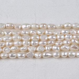 Perles d'eau douce baroques naturelles de 7-8 mm, blanches, double face brillante, faites à la main, pour bijoux DIY, trou droit, perles d'eau douce dispersées - Product Image 4