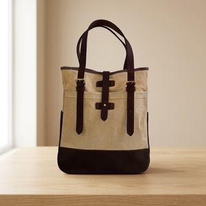 Khaki <b>Canvas</b> Tote Bag Medium Size Zipper Closure Durable & Washable High Quality Shopping Bag - Product Image 4